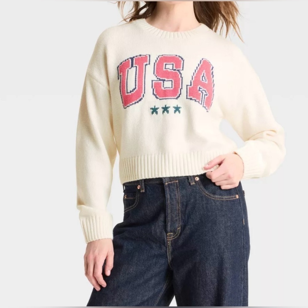 Grayson Threads White USA Graphic Sweater - Off-White